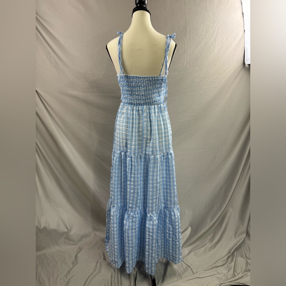 Gingham Shirred Cami Dress Blue - Picture 8 of 8